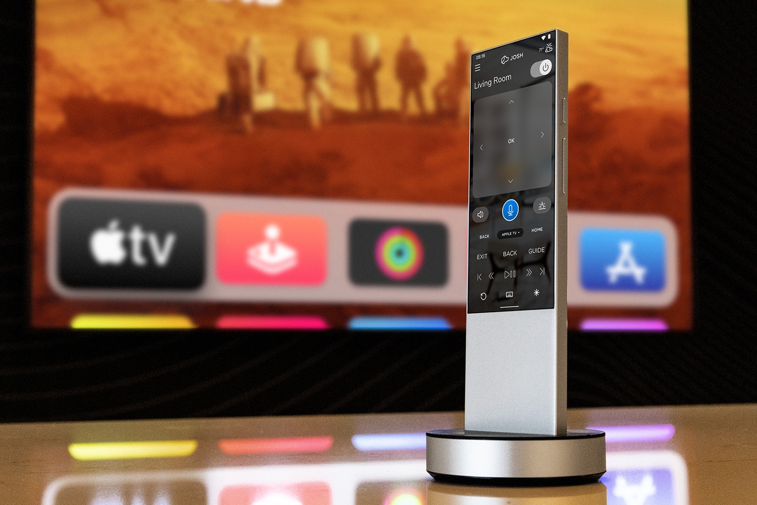 Smart remote control in living room setup
