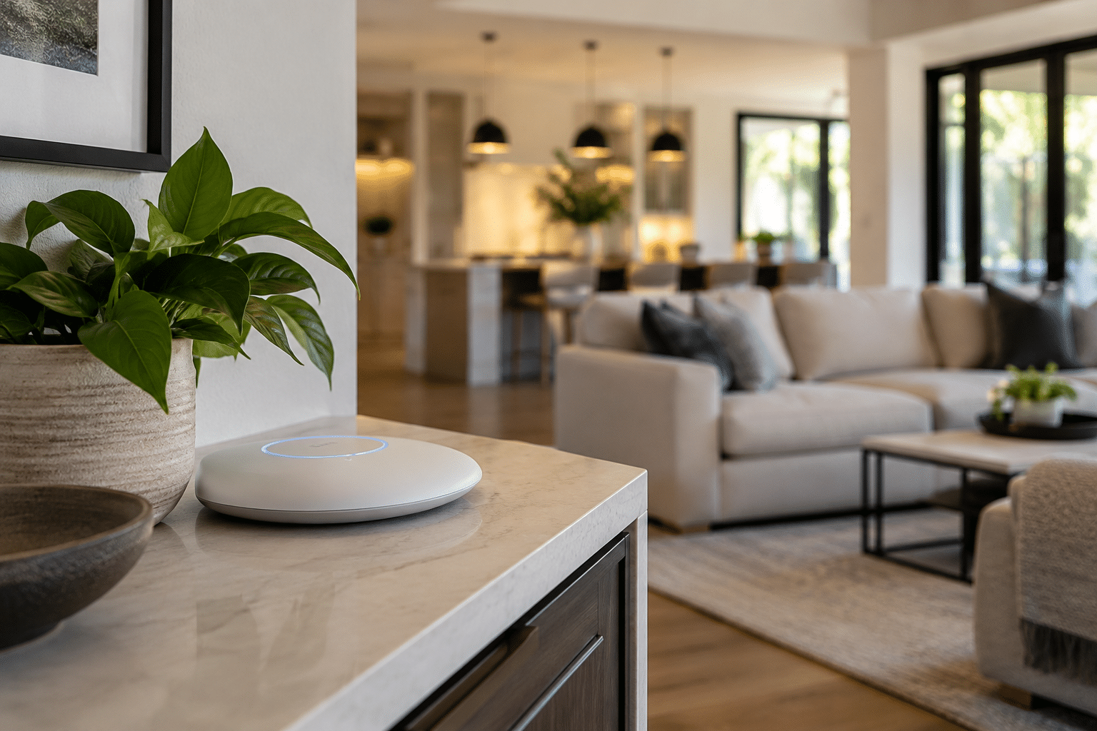 Modern home with glowing wi-fi