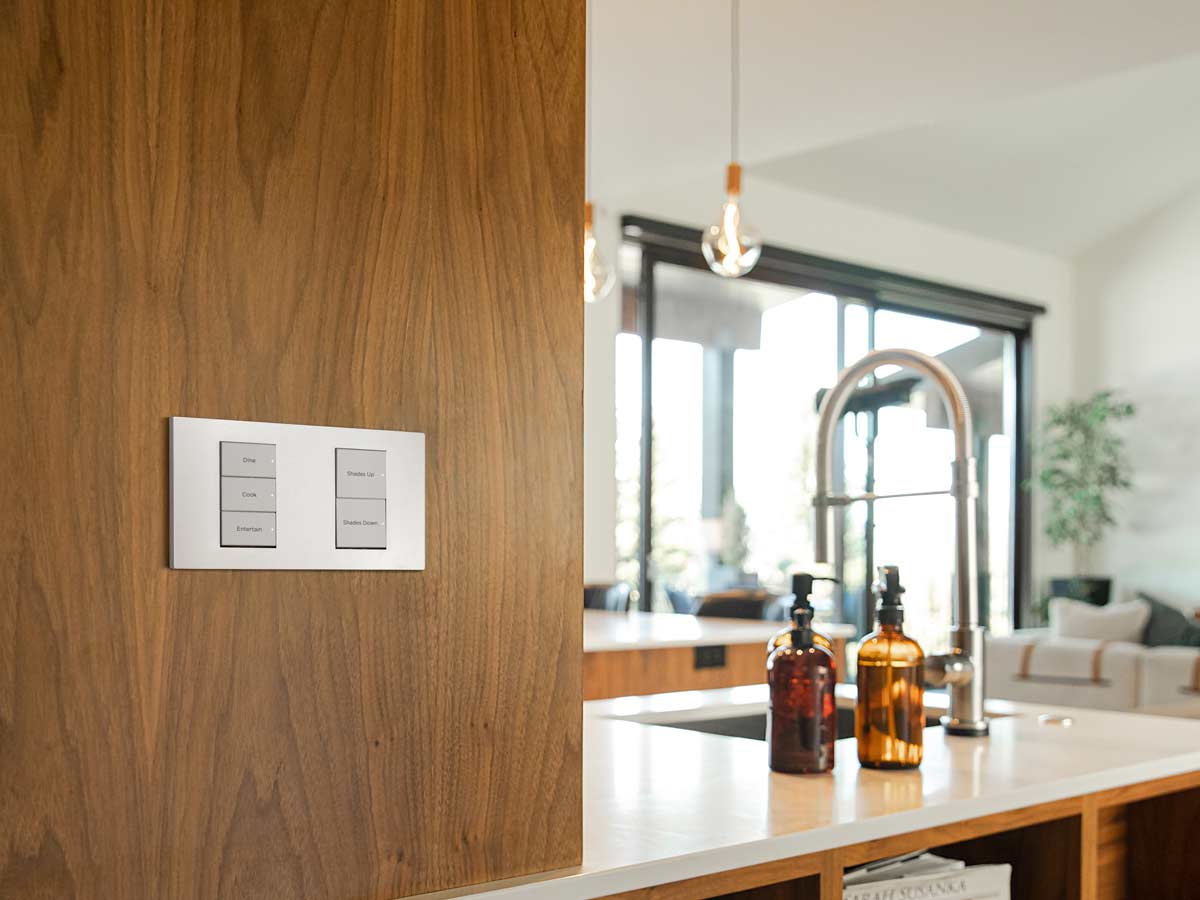 Modern kitchen with smart light control panel